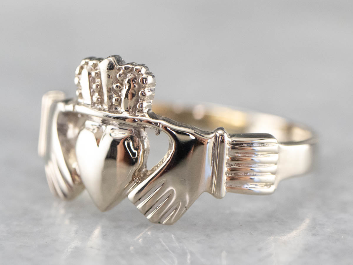 Anillo Claddagh de Oro Blanco