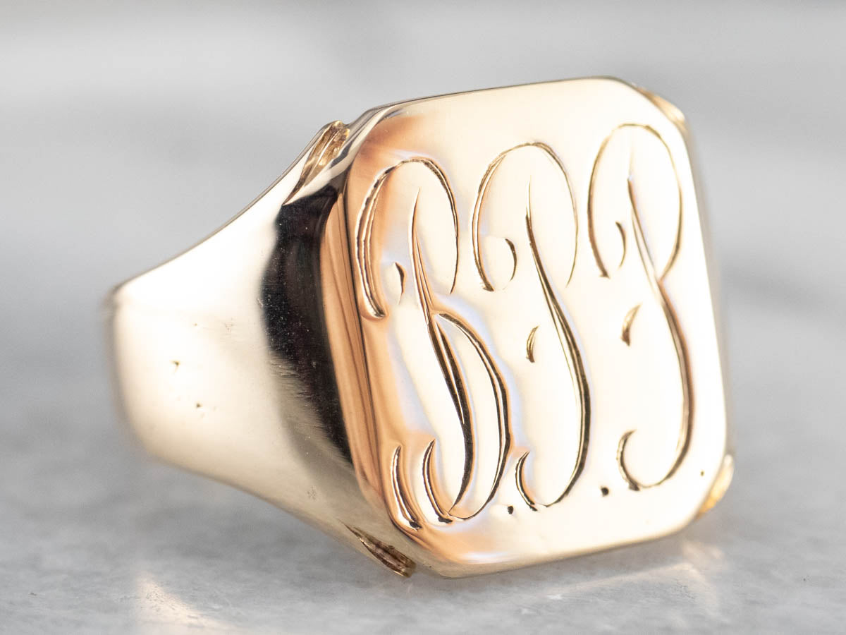 Gold &quot;BPP&quot; Monogrammed Signet Ring