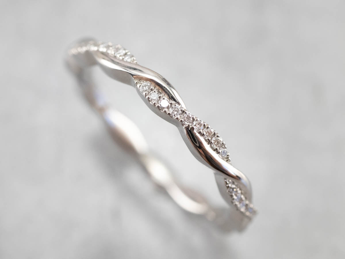 Twisted Diamond Platinum Eternity Wedding Band