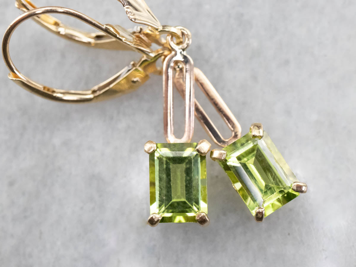 Peridot and Gold Drop Earrings