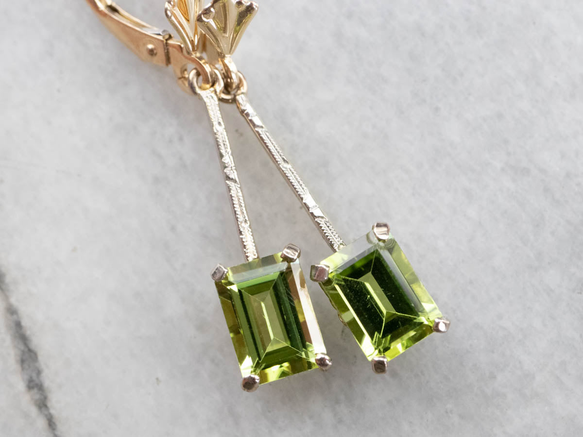 Two Tone Gold Peridot Earrings