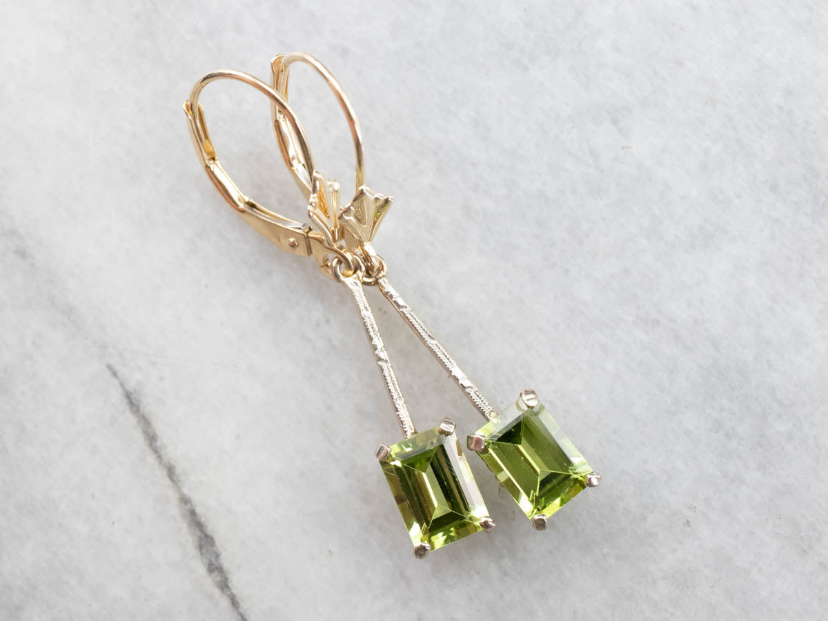 Two Tone Gold Peridot Earrings