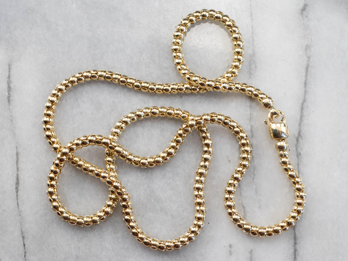 Long Yellow Gold Popcorn Chain