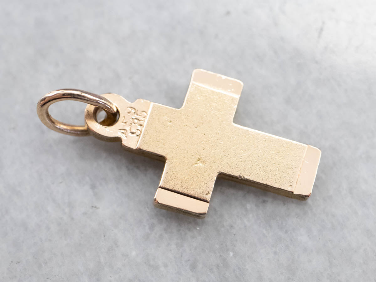 Faceted Gold Cross Religious Pendant