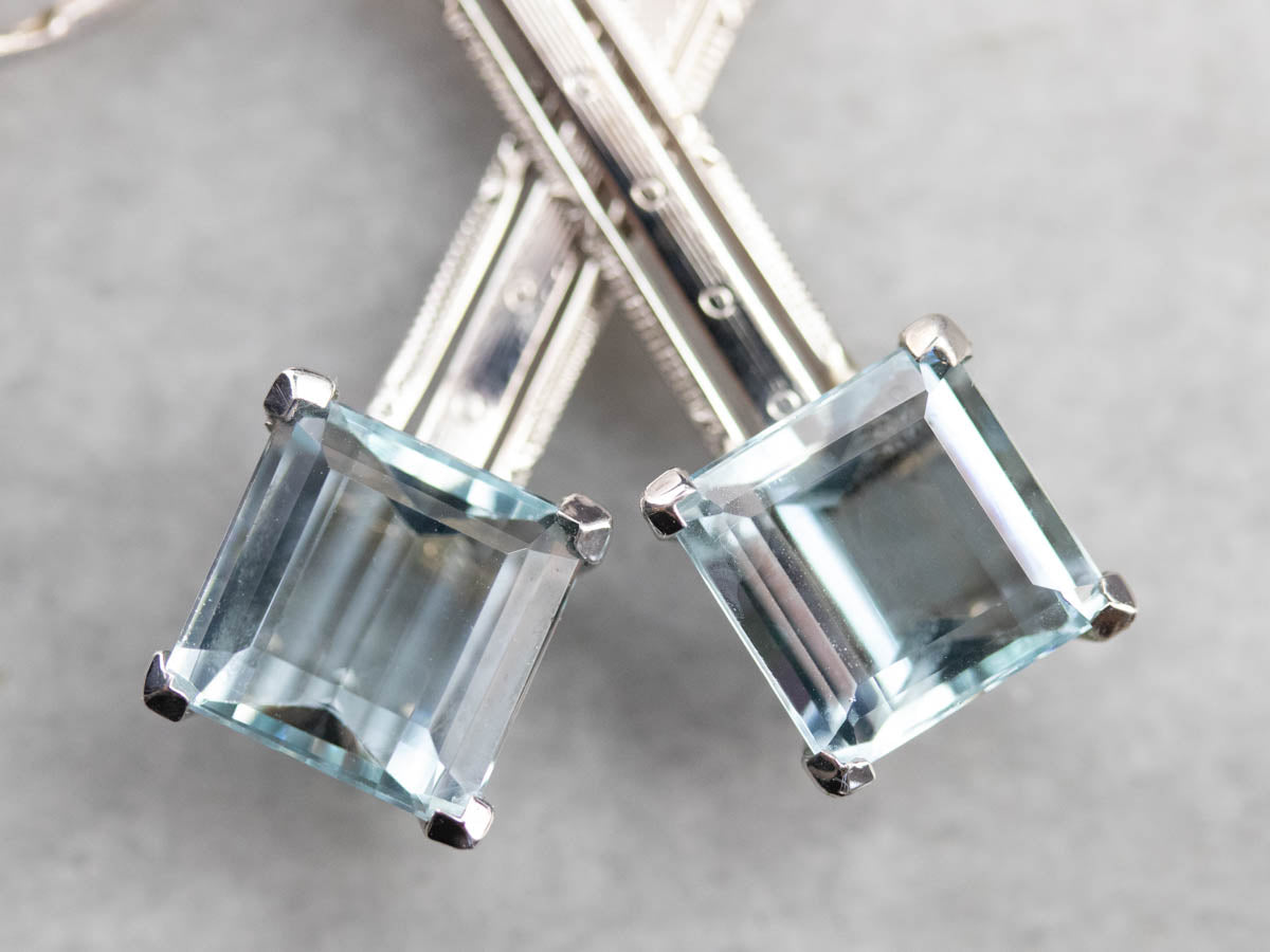 Art deco aquamarine earrings shop