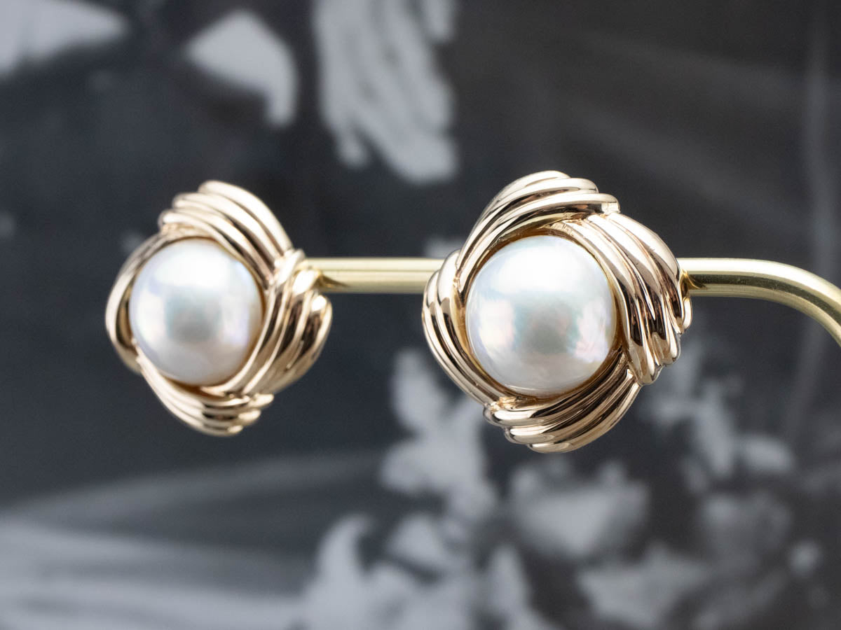 Mabe Pearl Earrings, Natural Pearl, Large Pearl Studs, June Birthstone