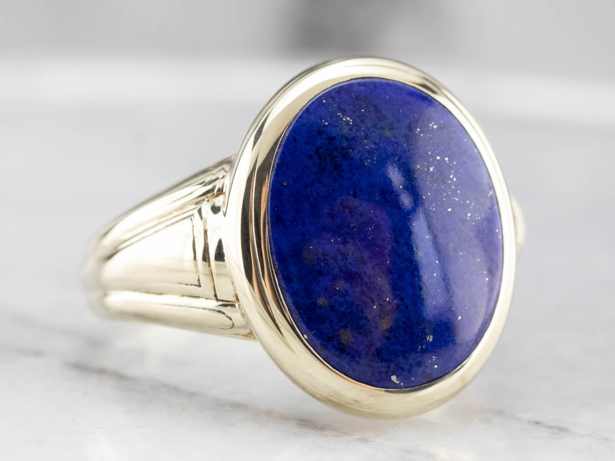 Bold Green Gold and Lapis Men's Ring