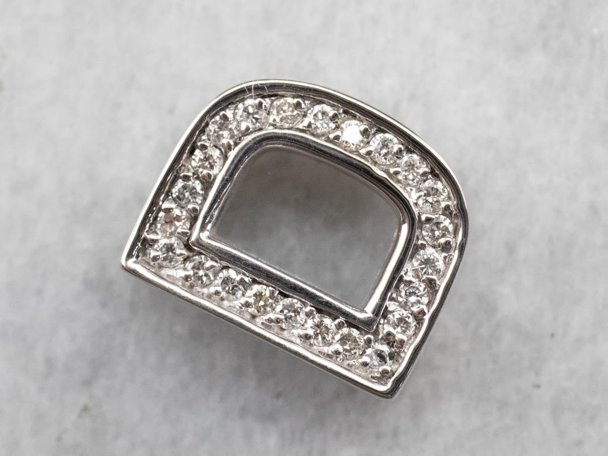 Diamond "D" Initial Pendant in White Gold