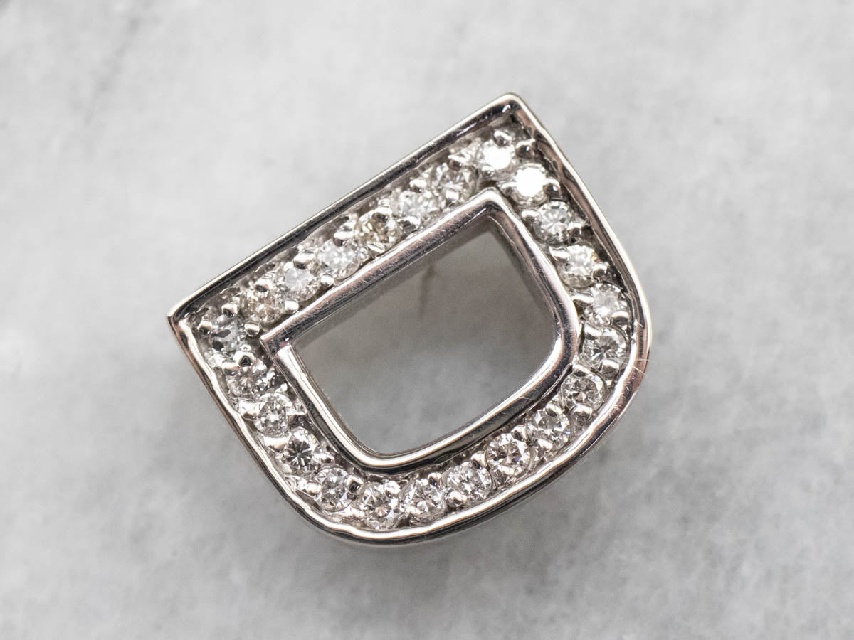 Diamond &quot;D&quot; Initial Pendant in White Gold