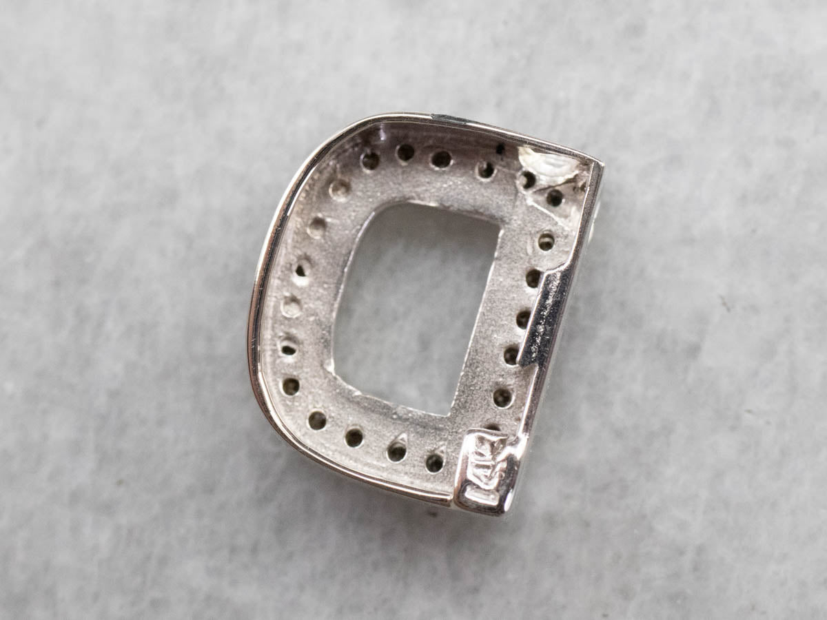 Diamond "D" Initial Pendant in White Gold