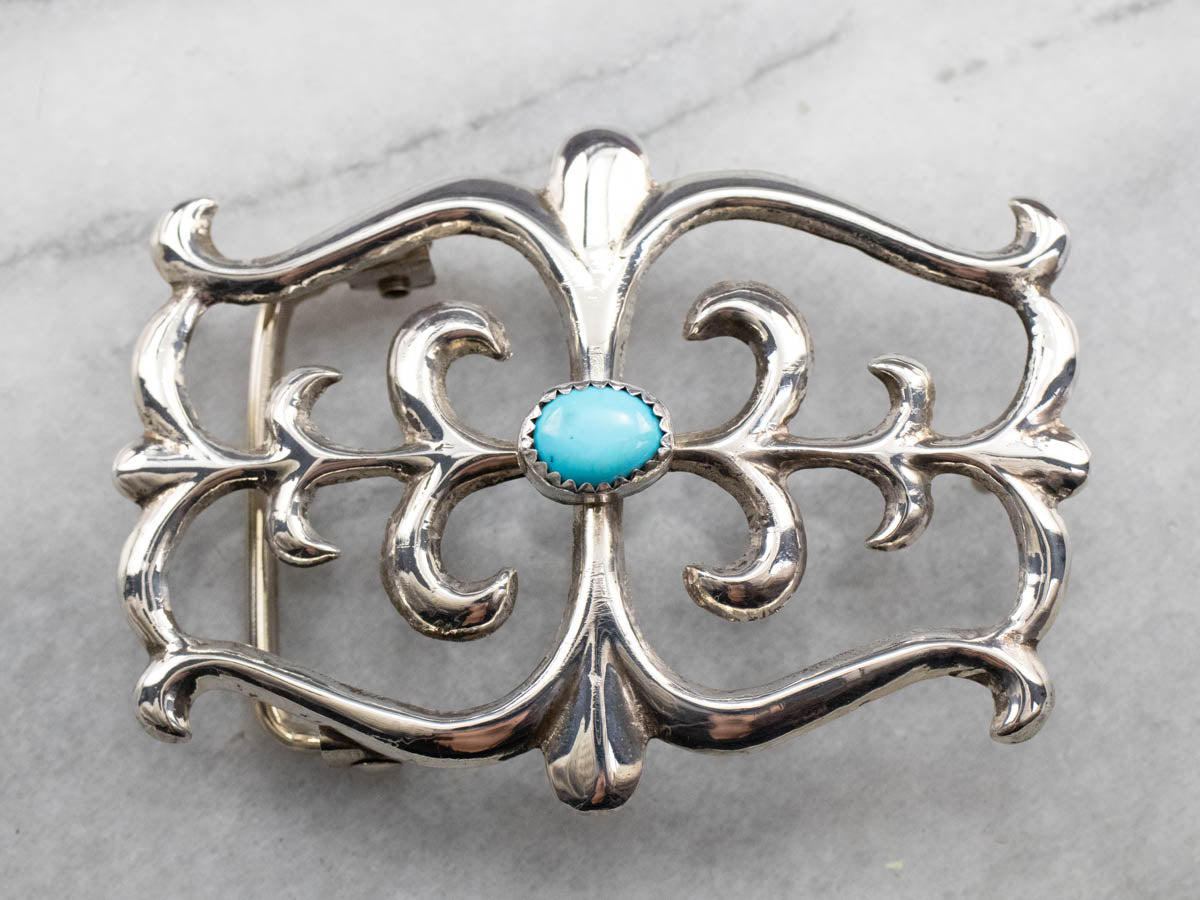 Southwestern Turquoise Sterling Silver Belt Buckle