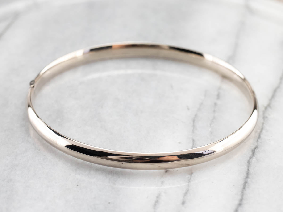 Solid white gold bangle bracelet deals