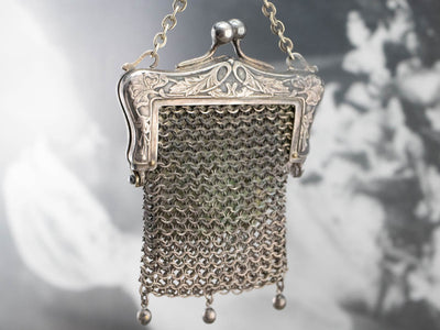 Antique French silver mesh chatelaine purse, coin purse – TCTvintage