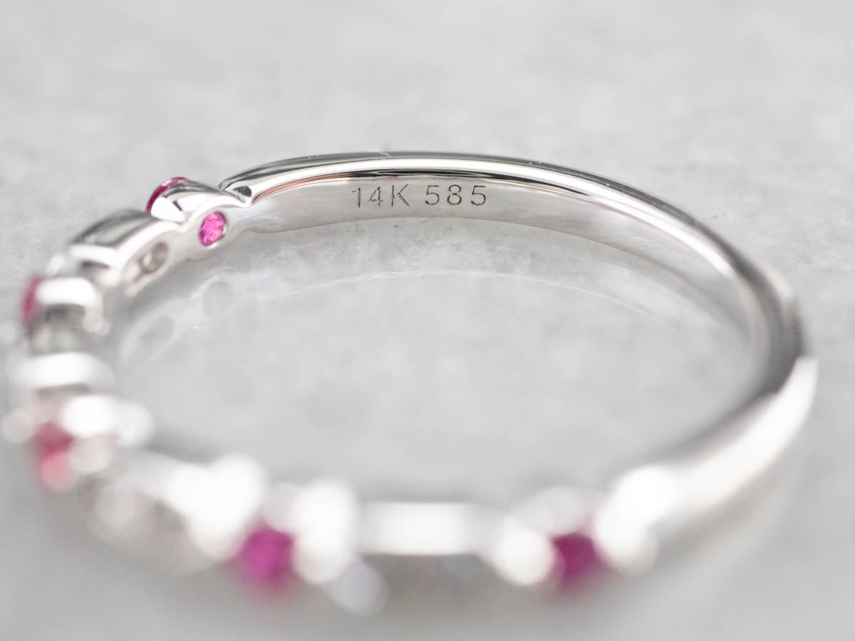 White Gold Ruby and Diamond Band