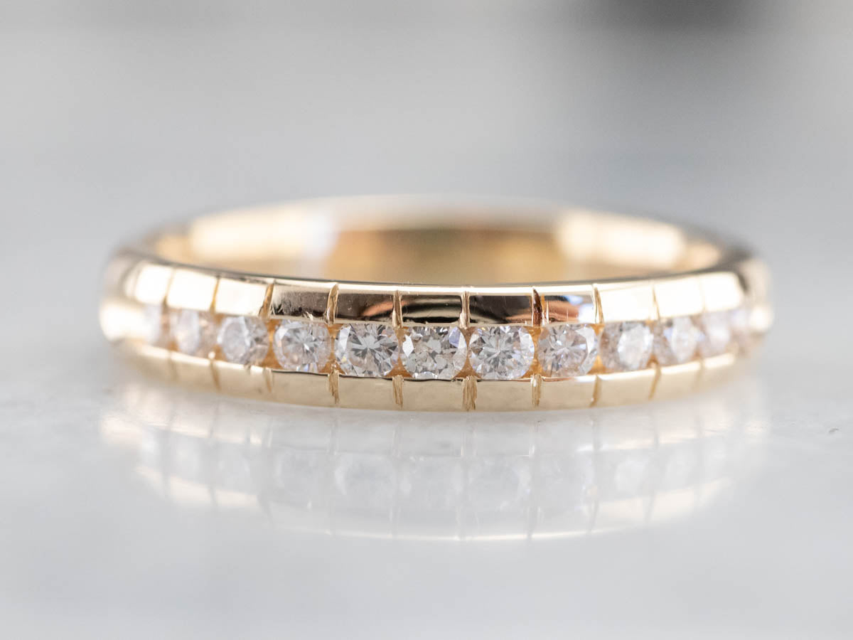 Yellow Gold Diamond Pattern Band