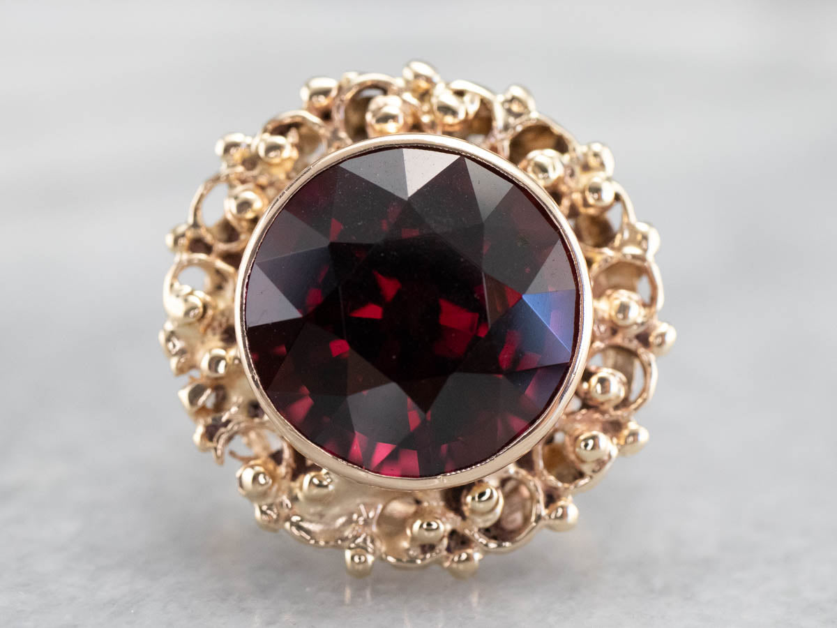 Mid Century Rhodolite Garnet Ring