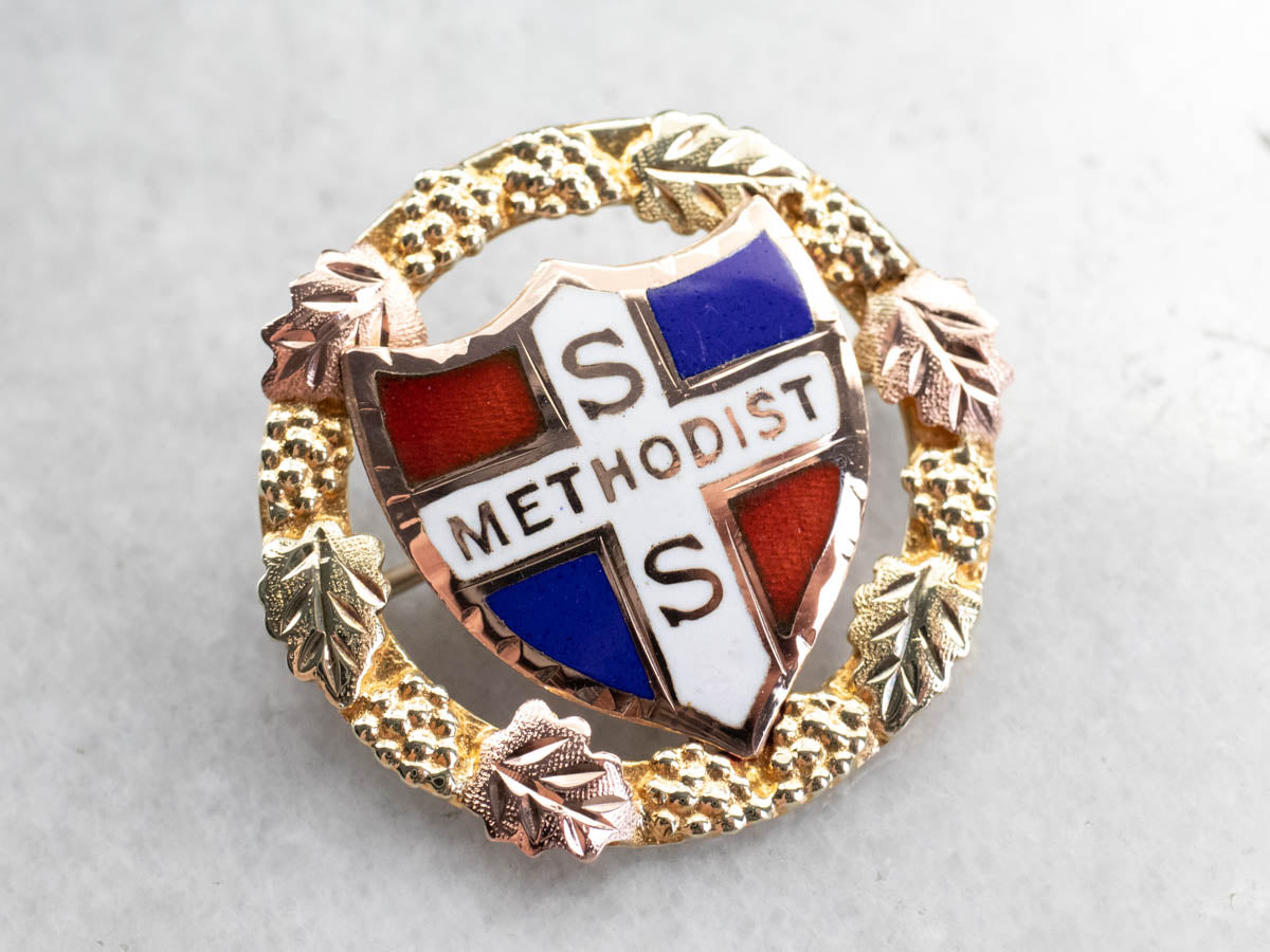 Gold Sunday School Methodist Pin