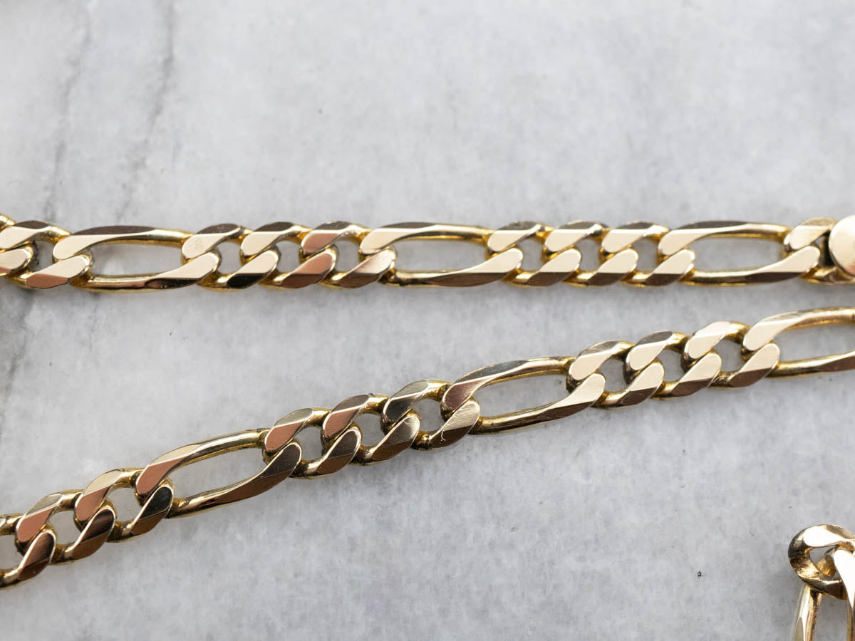 Italian Yellow Gold Figaro Chain Necklace