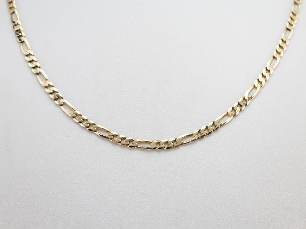 Italian Yellow Gold Figaro Chain Necklace