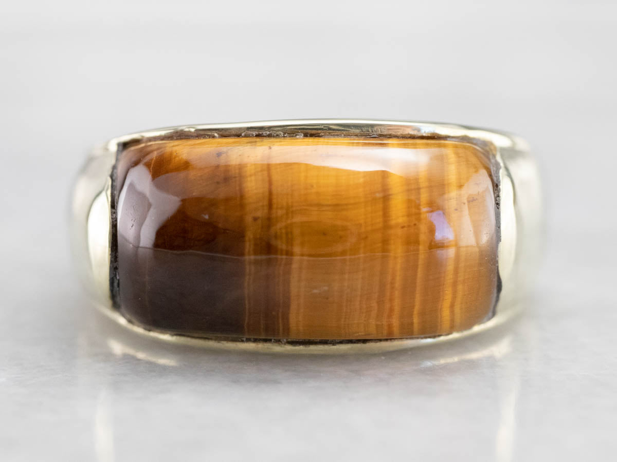 Tiger&#39;s Eye Domed Gold Statement Band