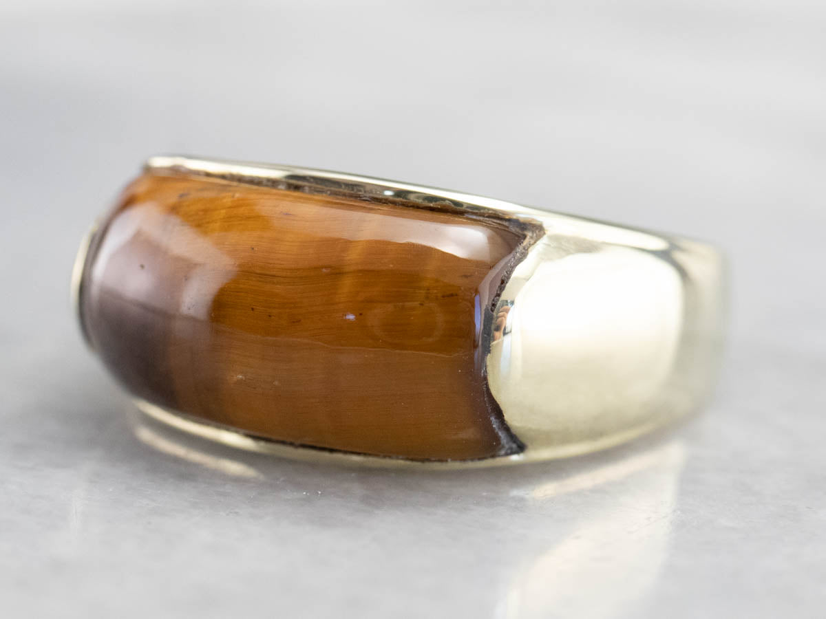 Tiger's Eye Domed Gold Statement Band