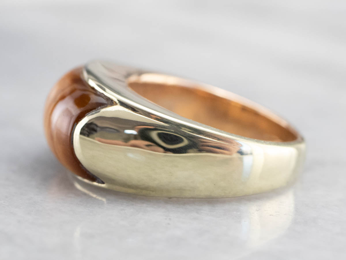 Tiger's Eye Domed Gold Statement Band