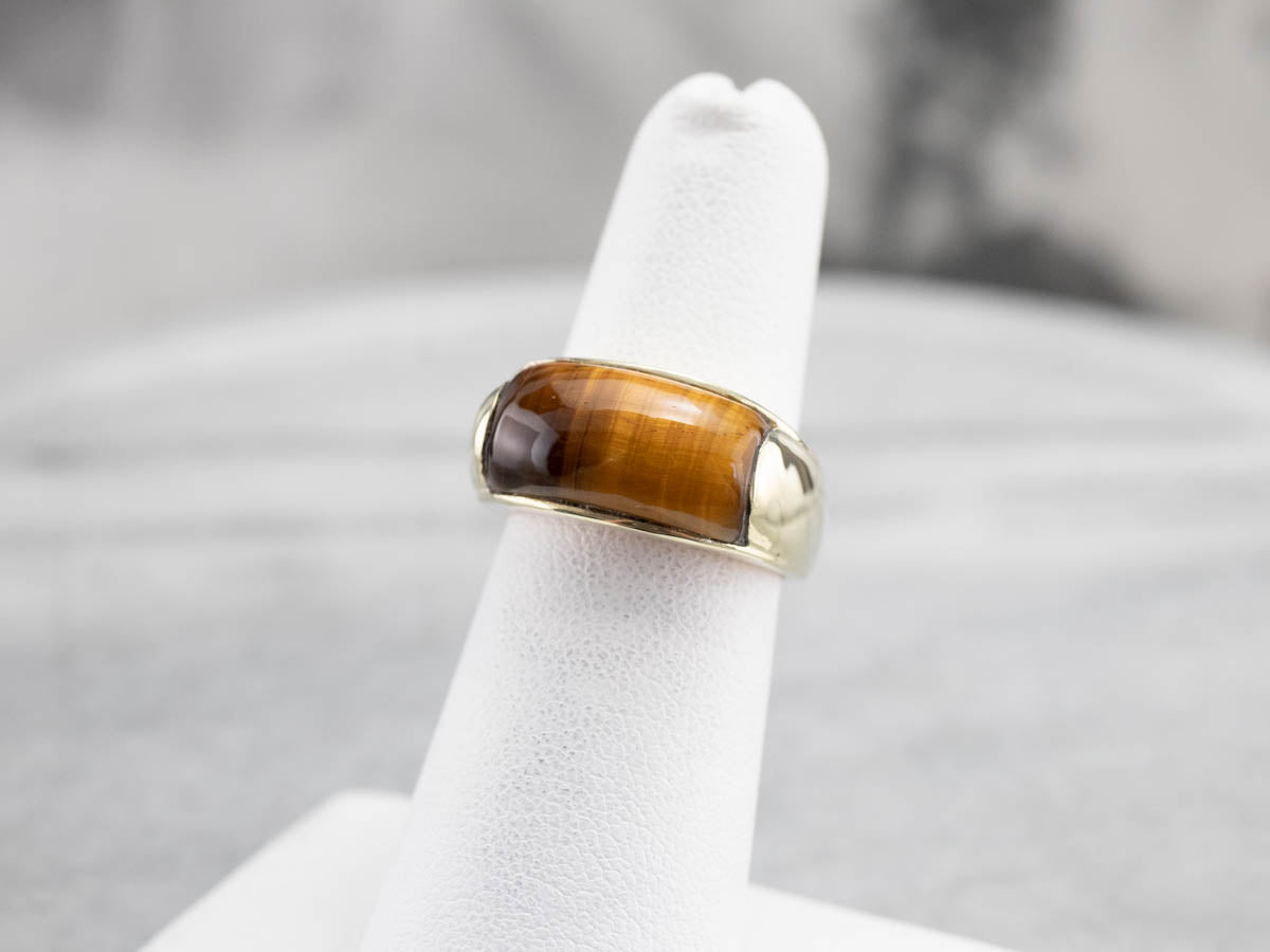 Tiger's Eye Domed Gold Statement Band