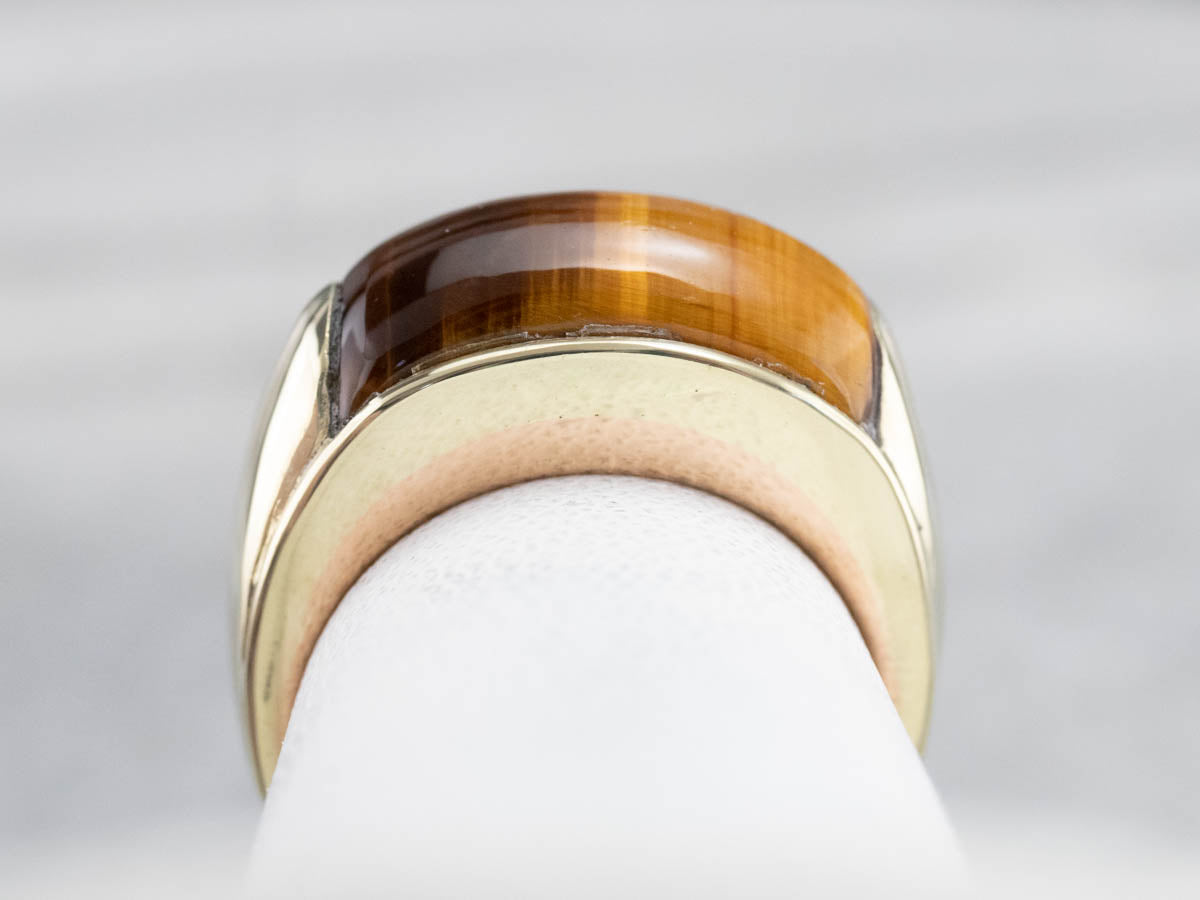 Tiger's Eye Domed Gold Statement Band