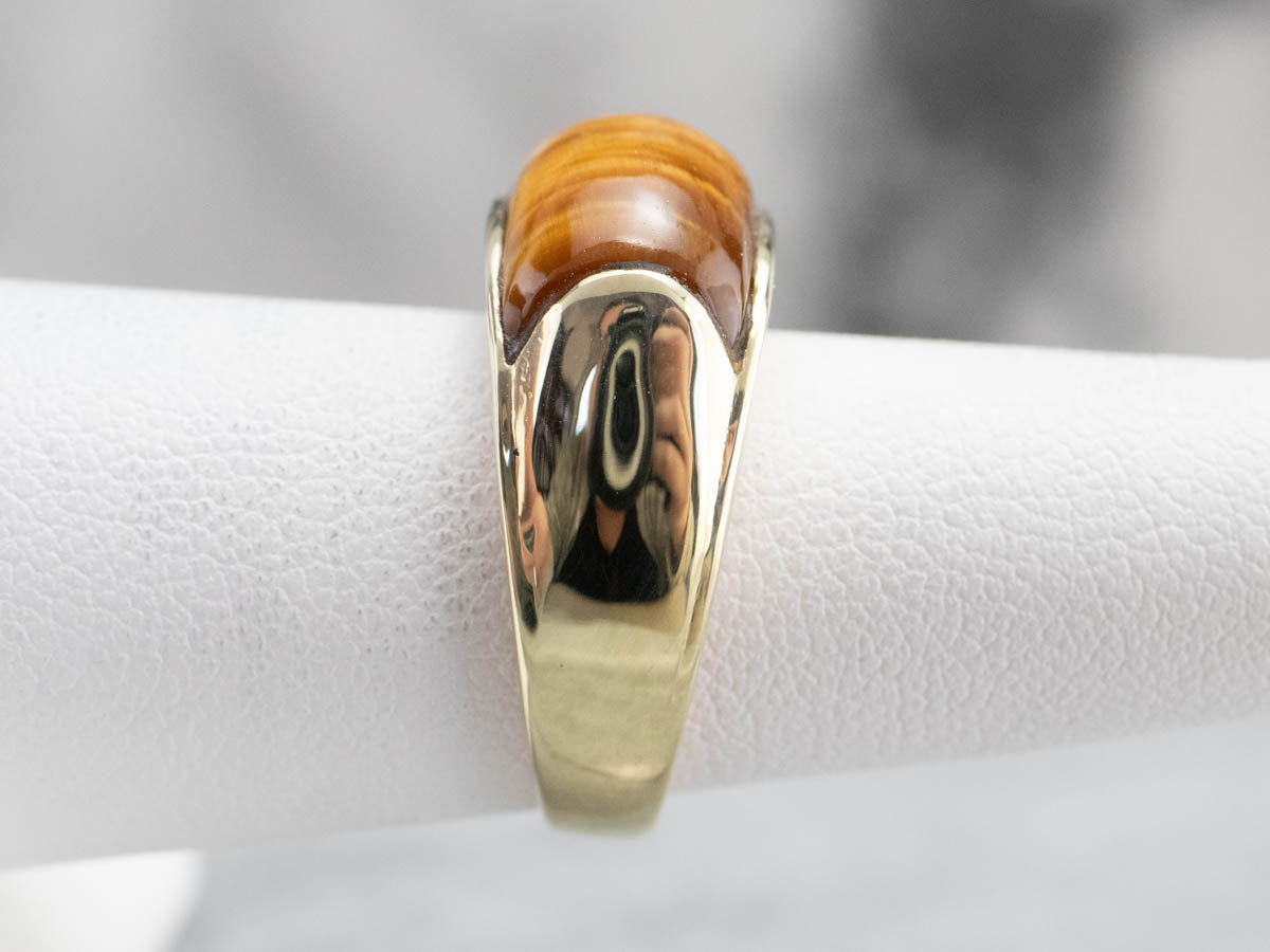 Tiger's Eye Domed Gold Statement Band