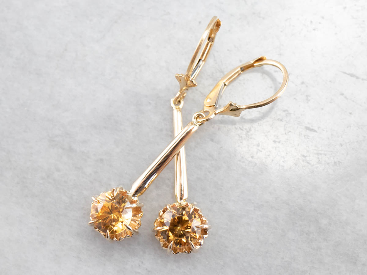 Yellow Zircon Gold Drop Earrings