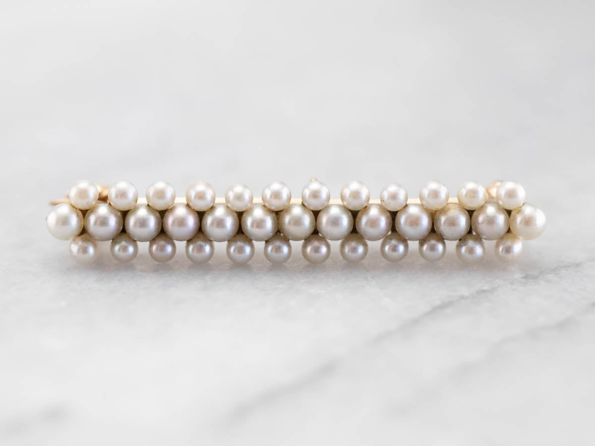 Gold Antique Pearl Lingerie Pin