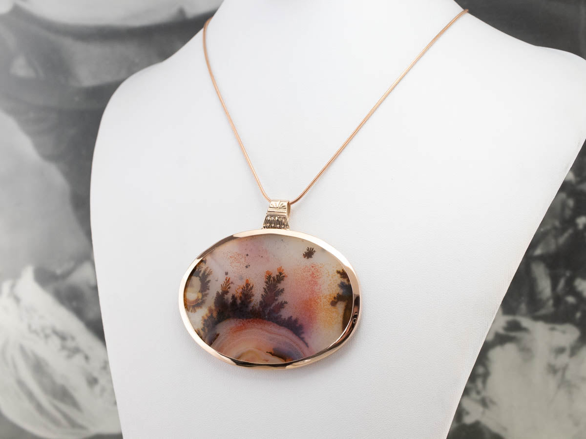 Dendritic orders Agate Pendant on 14K Gold Filled Drawn Cable Chain