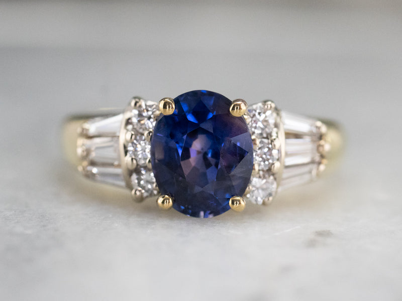 High 18K Gold Sapphire and Diamond Ring - Market Square Jewelers