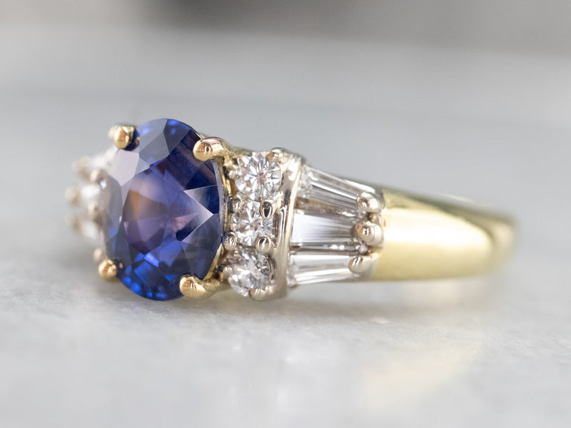 High 18K Gold Sapphire and Diamond Ring - Market Square Jewelers