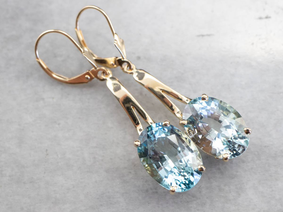 Blue Topaz Gemstone Drop Earrings