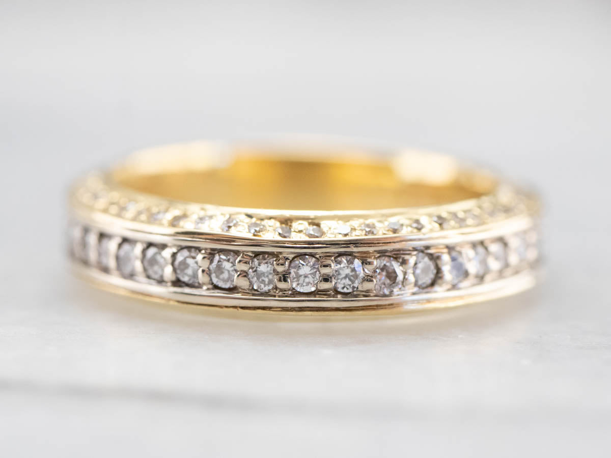 Diamond Encrusted 18K Gold Wedding Band