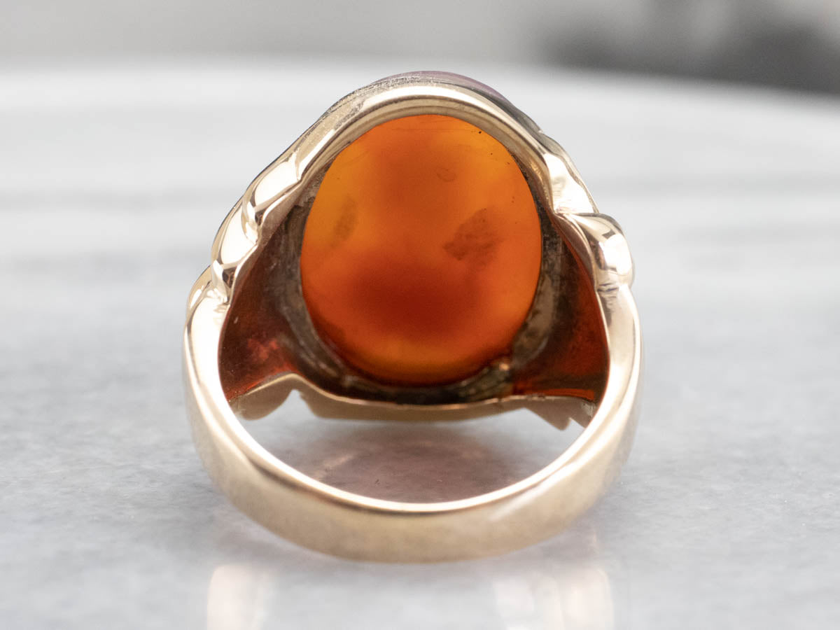 Ornate Sardonyx Cameo Gold Statement Ring