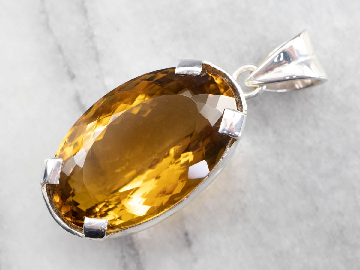 Honey Quartz Sterling Silver Statement Pendant