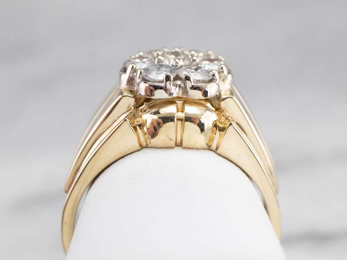 Diamond Cluster Two Tone Gold Statement Band