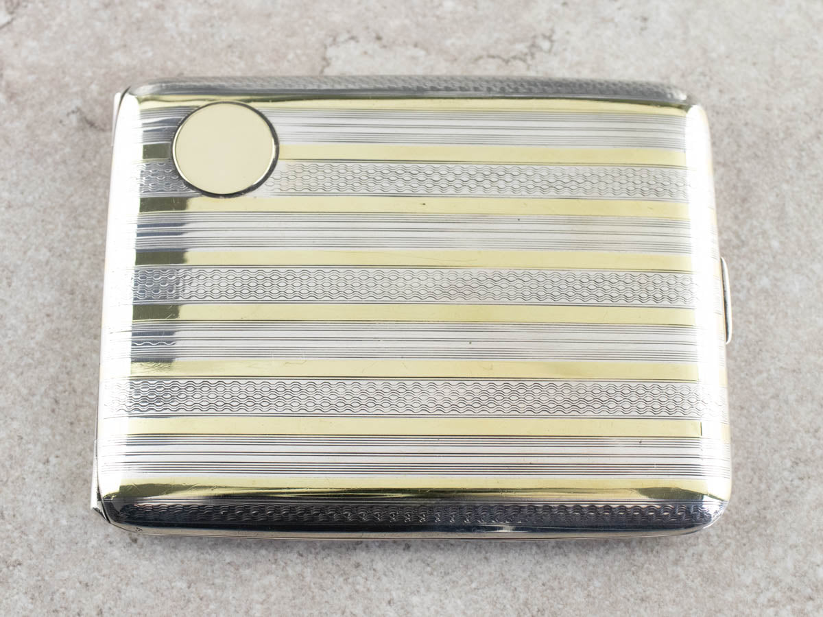 Vintage Elgin Striped Mixed Metal Cigarette Case