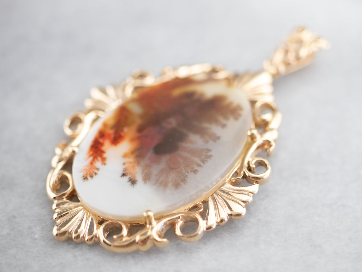 Gold Shazar Stone Agate Pendant