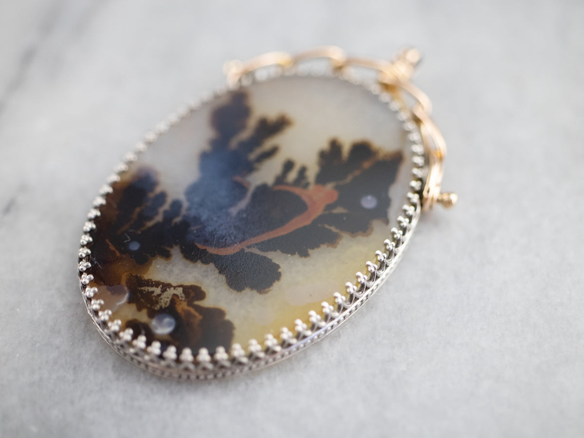 Dendritic Agate Mixed Metal Pendant