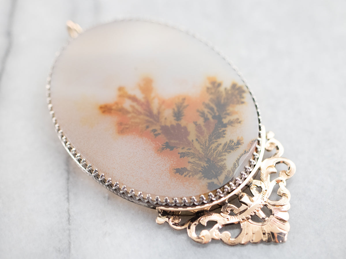 Upcycled Dendritic Agate Mixed Metal Pendant