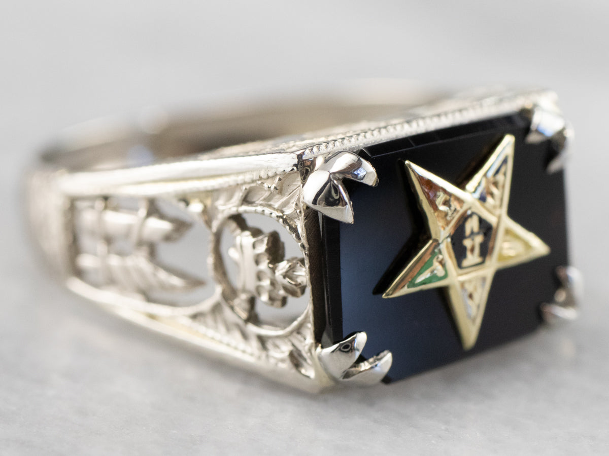 Eastern star masonic fashion ring