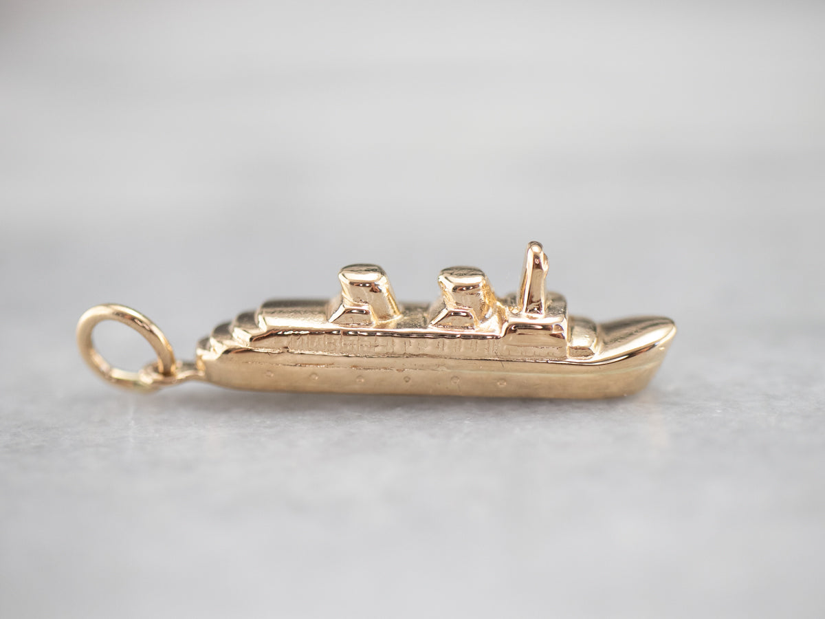 Vintage Gold Ocean Liner Charm