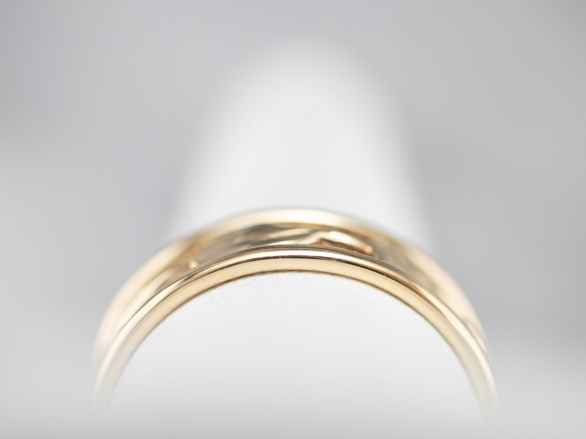 Yellow Gold Leaf Pattern Band