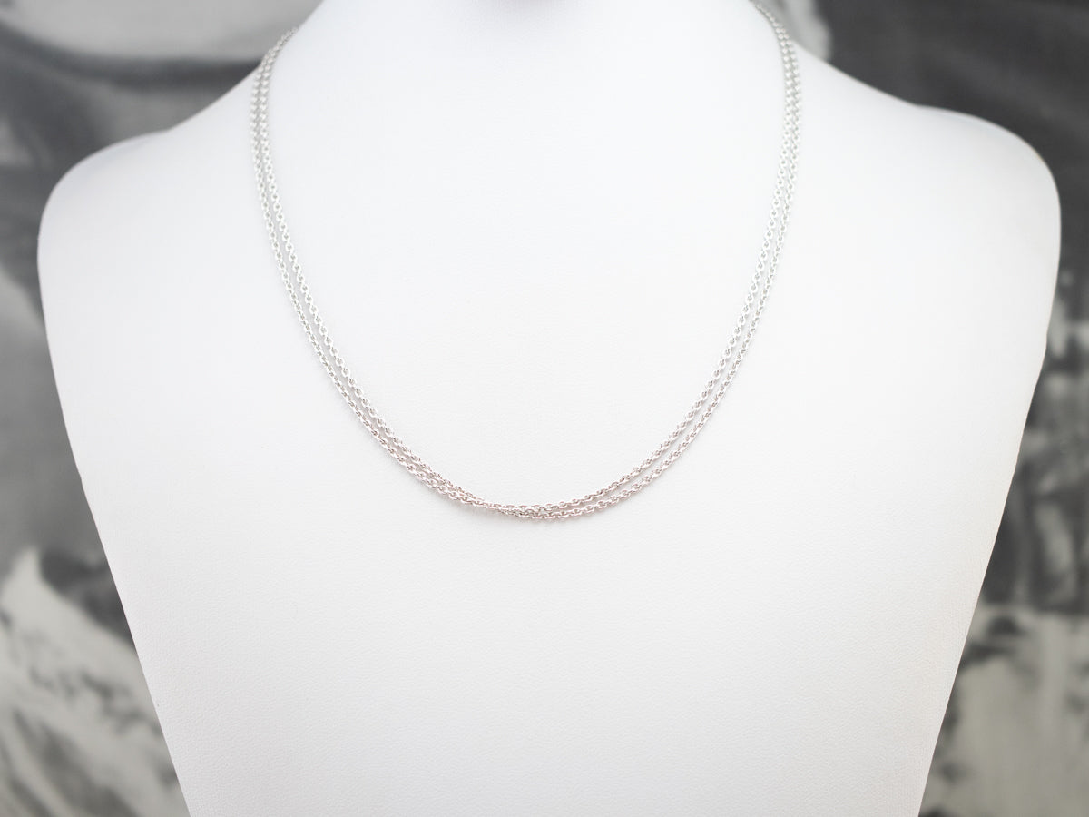 White Gold Double Layer Chain Necklace