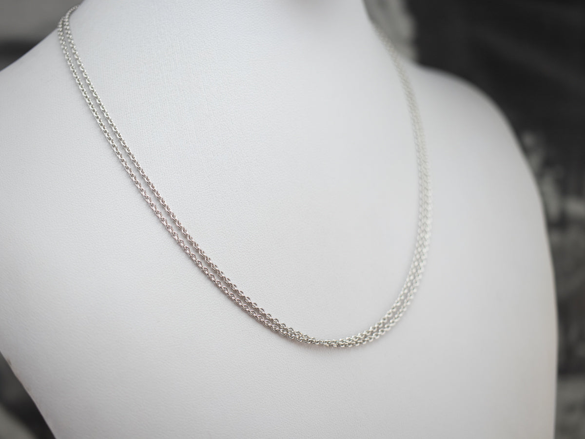 White Gold Double Layer Chain Necklace