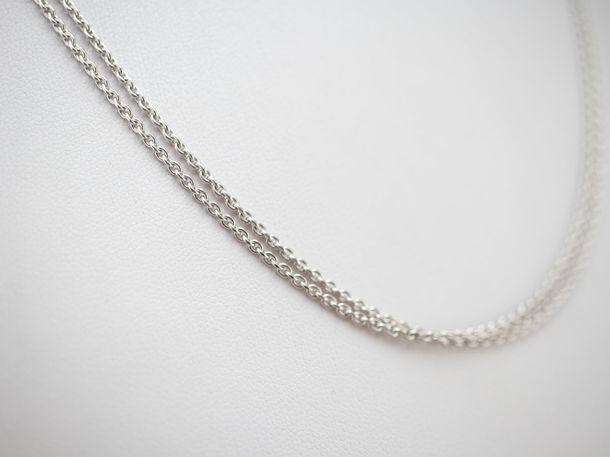 White Gold Double Layer Chain Necklace