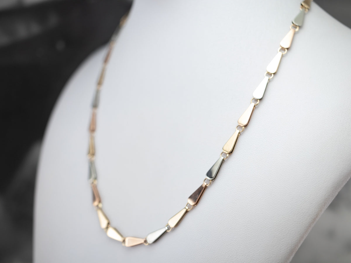 Italian Tri-Color Gold Link Necklace